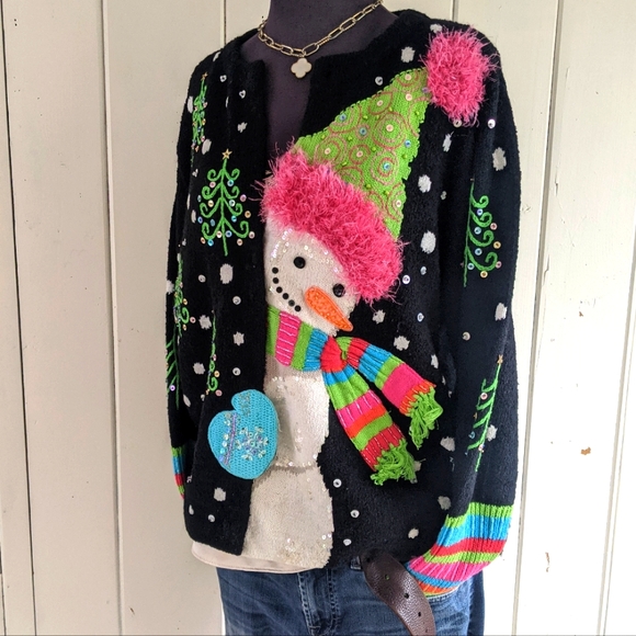 RARE Vintage Design Options Philip &Jane Gordon peekaboo snowman sweater XL - Picture 4 of 15